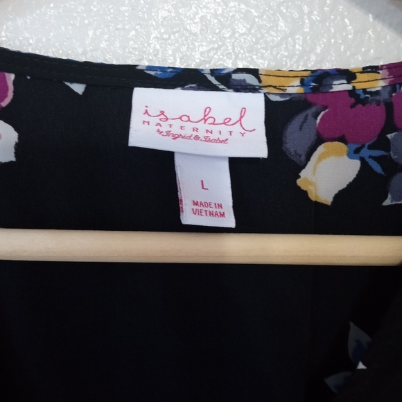 Isabel maternity by Ingrid & Isabel floral ruffle black V-neck maternity blouse - Picture 2 of 11